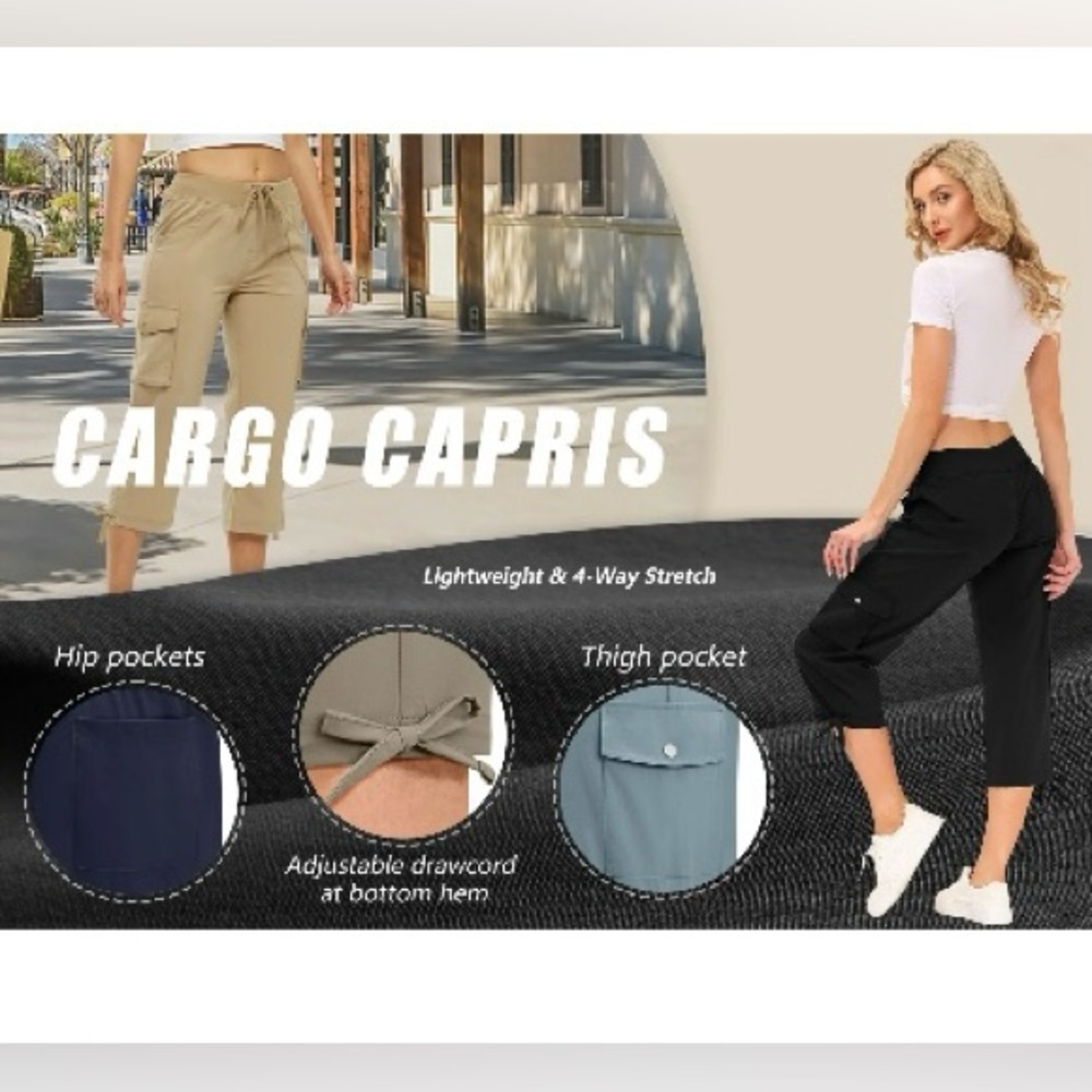 Navy Women's Capris with Pockets - Picture 4 of 6